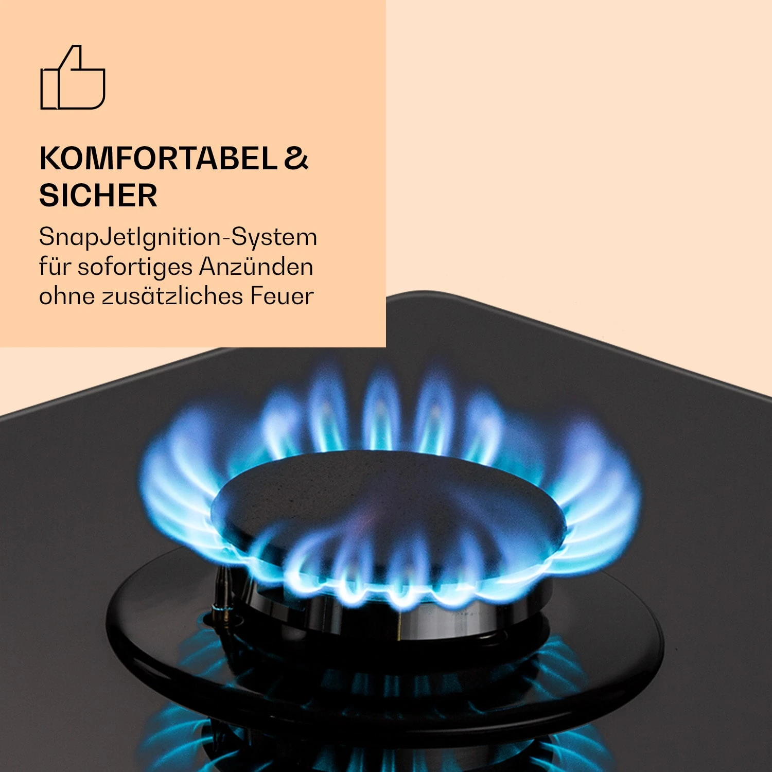 Ignito Chef Edition 5 Zonen Gaskochfeld 5-flammig Sabaf-Brenner Glaskeramik – Bild 4