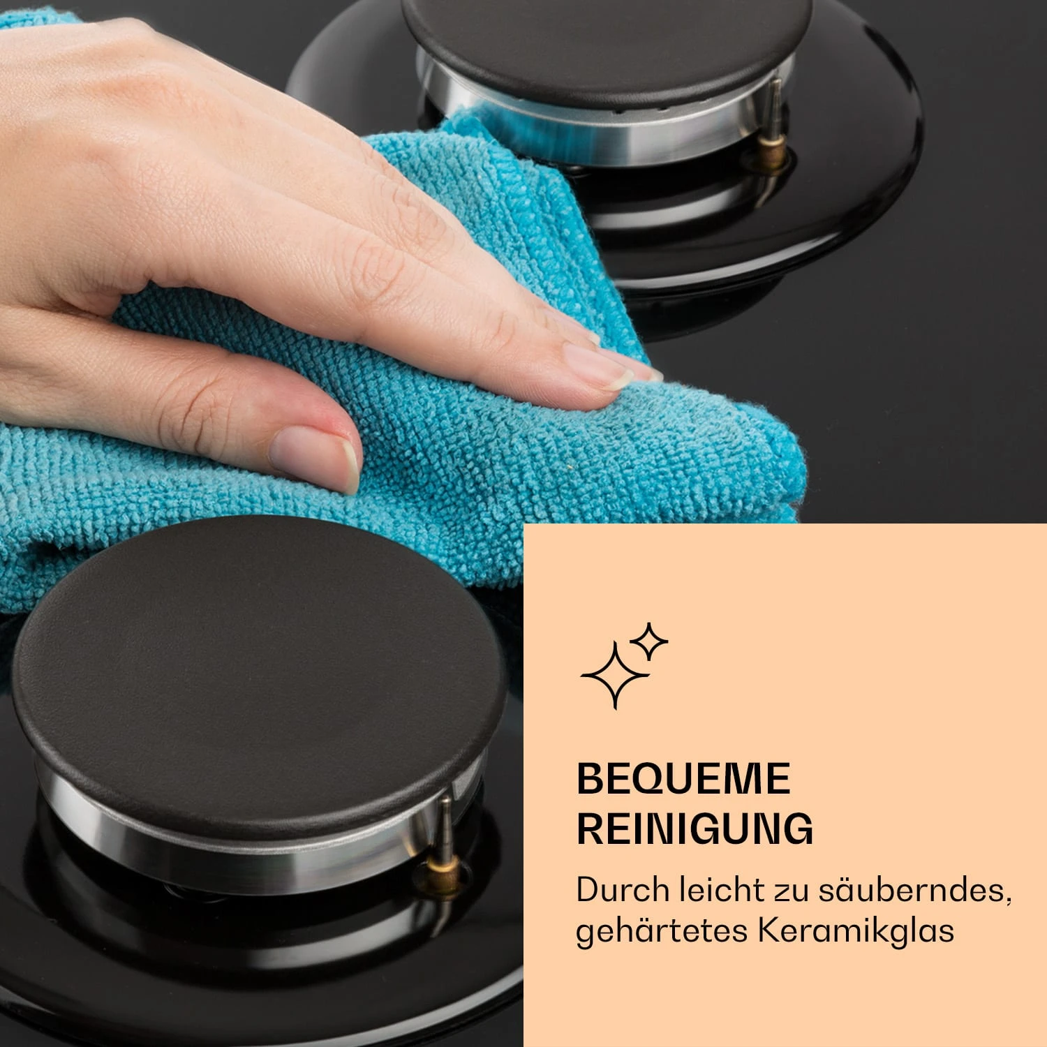 Ignito Chef Edition 5 Zonen Gaskochfeld 5-flammig Sabaf-Brenner Glaskeramik – Bild 6