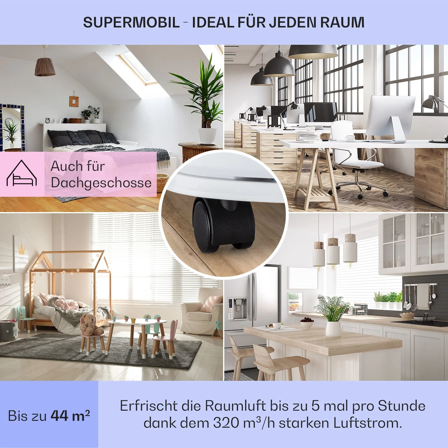 New Breeze 9 Mobile Klimaanlage 4-in-1 9.000 BTU / 2,6 KW EEK A Bodenrollen Timer – Bild 5