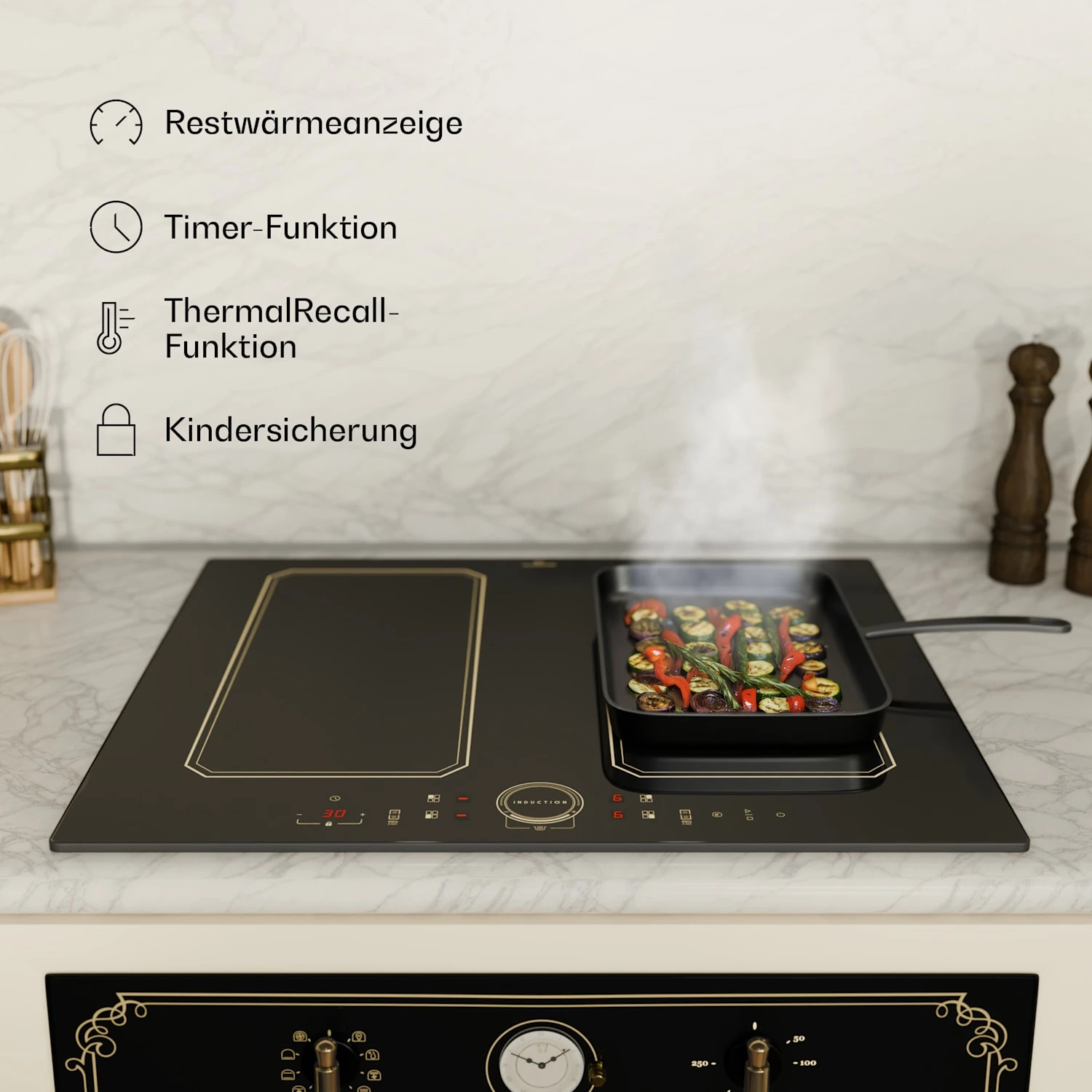 Victoria 4 Flex Induktionskochfeld Einbau 7000W 2 Flexzonen Timer – Bild 6