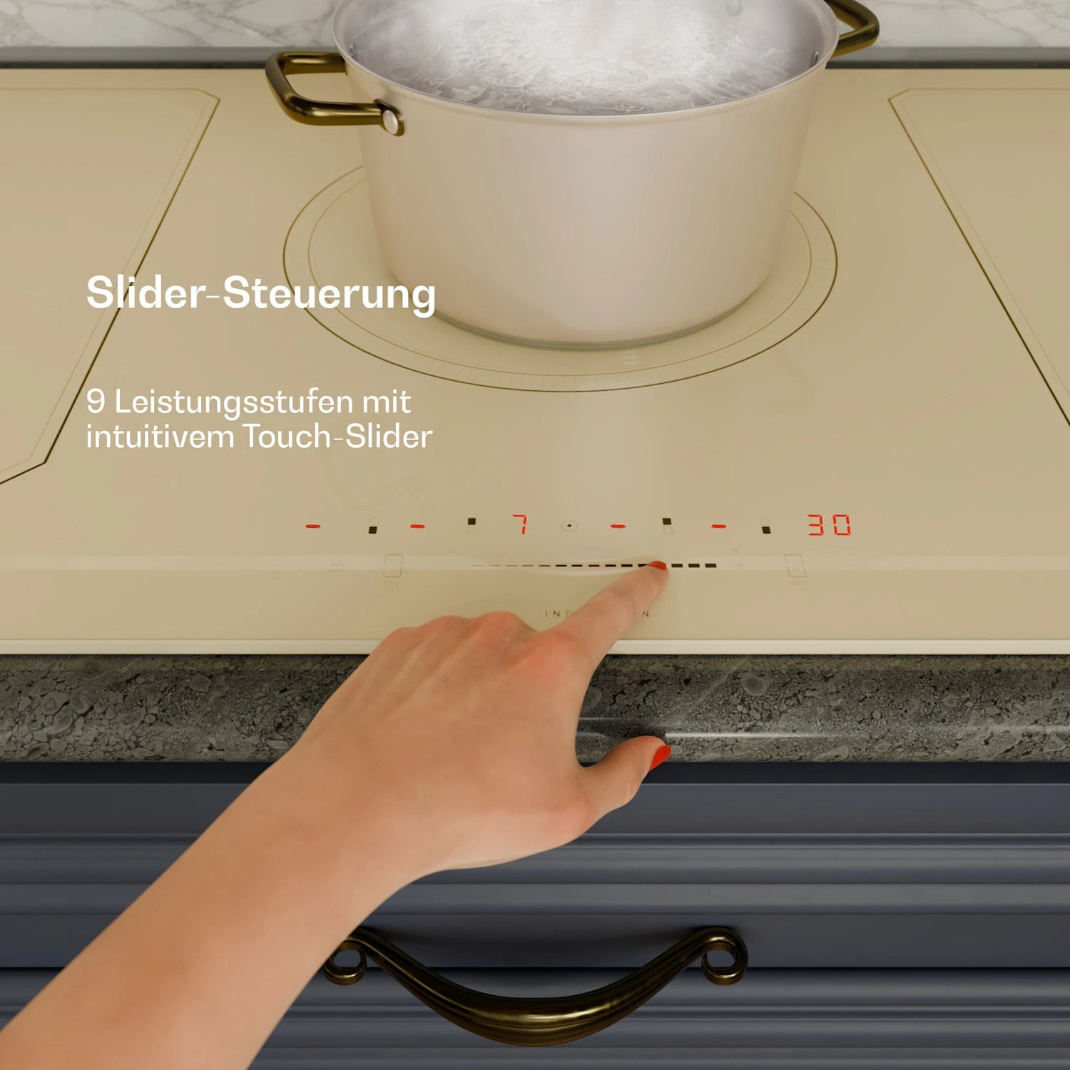 Victoria 5 Flex Induktionskochfeld Einbau 7400W 2 Flexzonen Timer – Bild 5