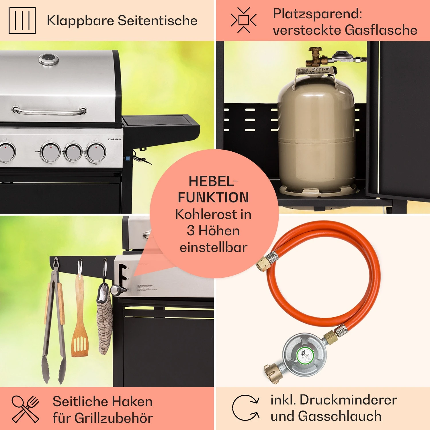 Kingsville 3.1 Kombigrill Gas + Kohle 10,9 KW 3+1 Brenner – Bild 6