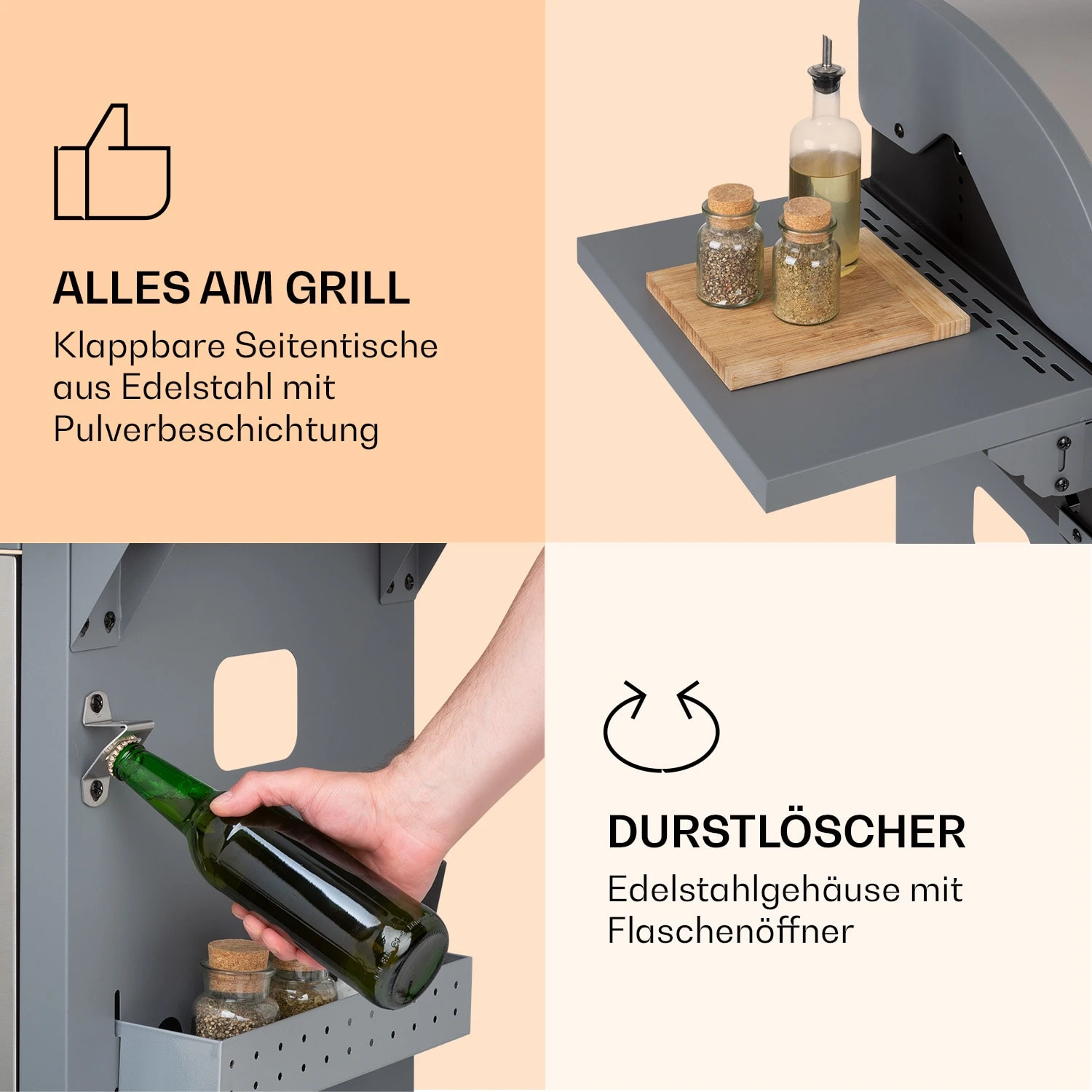 Lucifer 3 Gasgrill 3 X 3,6 KW Brenner 60x45cm Grill Edelstahl Mobil – Bild 5