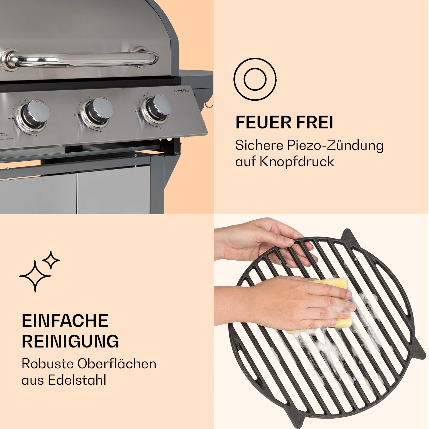 Lucifer 3 Gasgrill 3 X 3,6 KW Brenner 60x45cm Grill Edelstahl Mobil – Bild 7