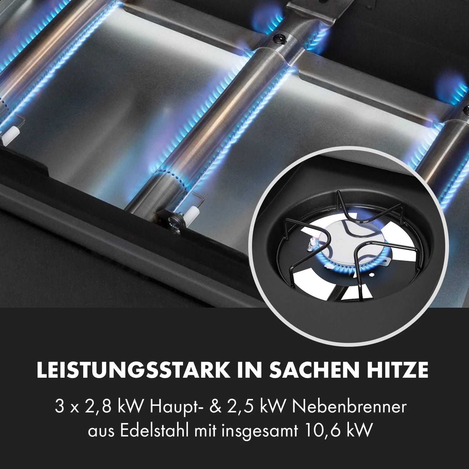 Valdosta 3.1 Gasgrill 3 X 2,8 KW + 2,5 KW Brenner Edelstahl Mobil – Bild 5