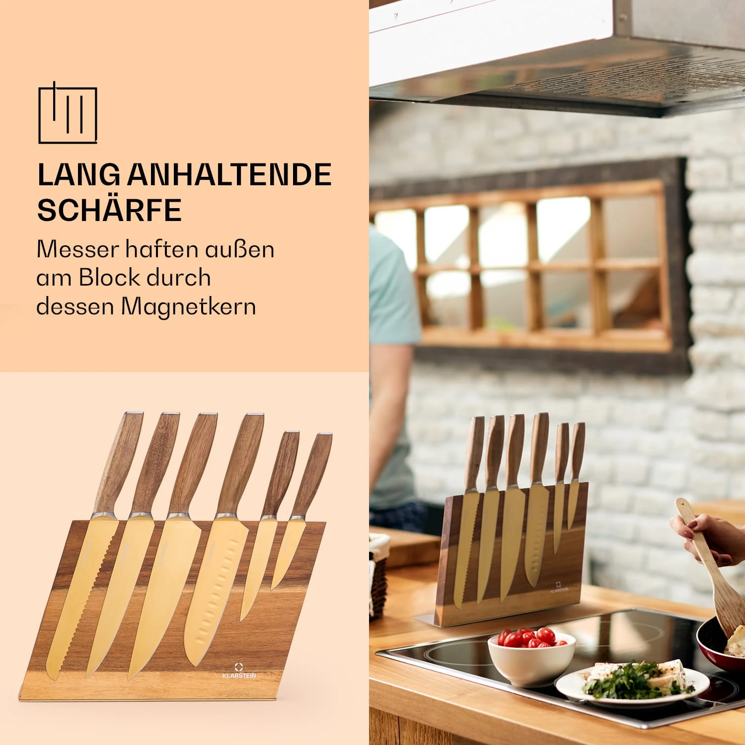 Kazuno Messerset 7 Teile Magnetischer Block PVD Titanium-Beschichtung – Bild 4