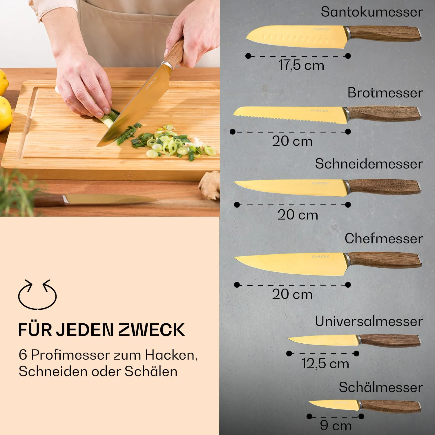 Kazuno Messerset 7 Teile Magnetischer Block PVD Titanium-Beschichtung – Bild 5