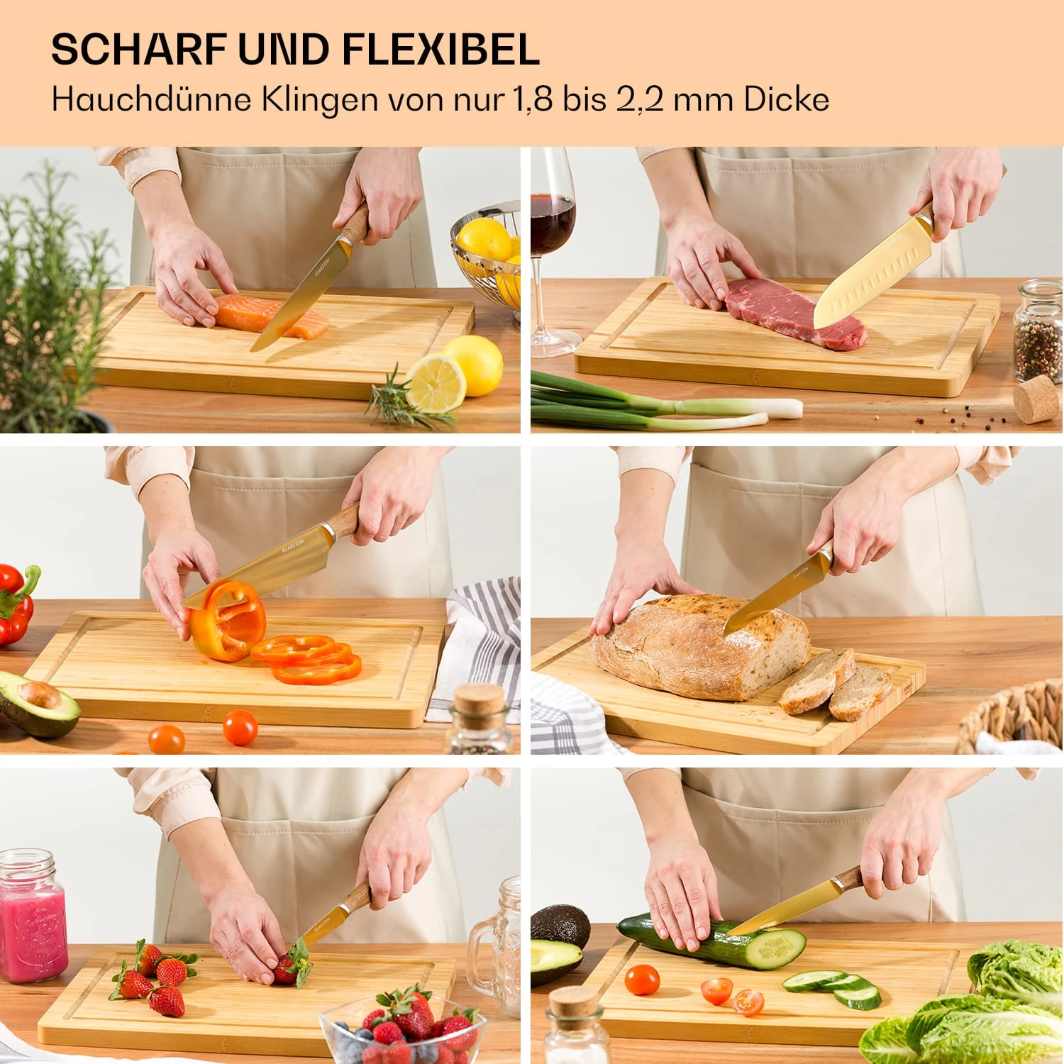 Kazuno Messerset 7 Teile Magnetischer Block PVD Titanium-Beschichtung – Bild 6