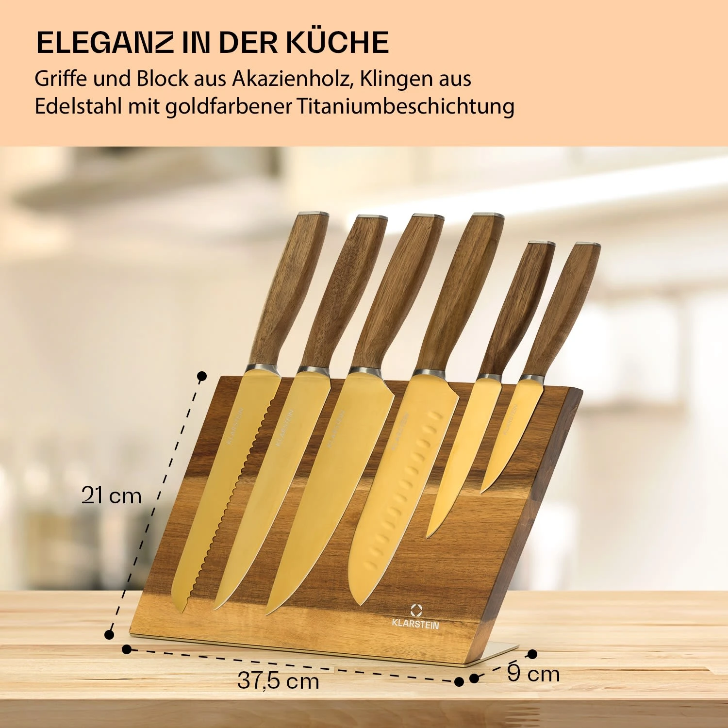 Kazuno Messerset 7 Teile Magnetischer Block PVD Titanium-Beschichtung – Bild 7