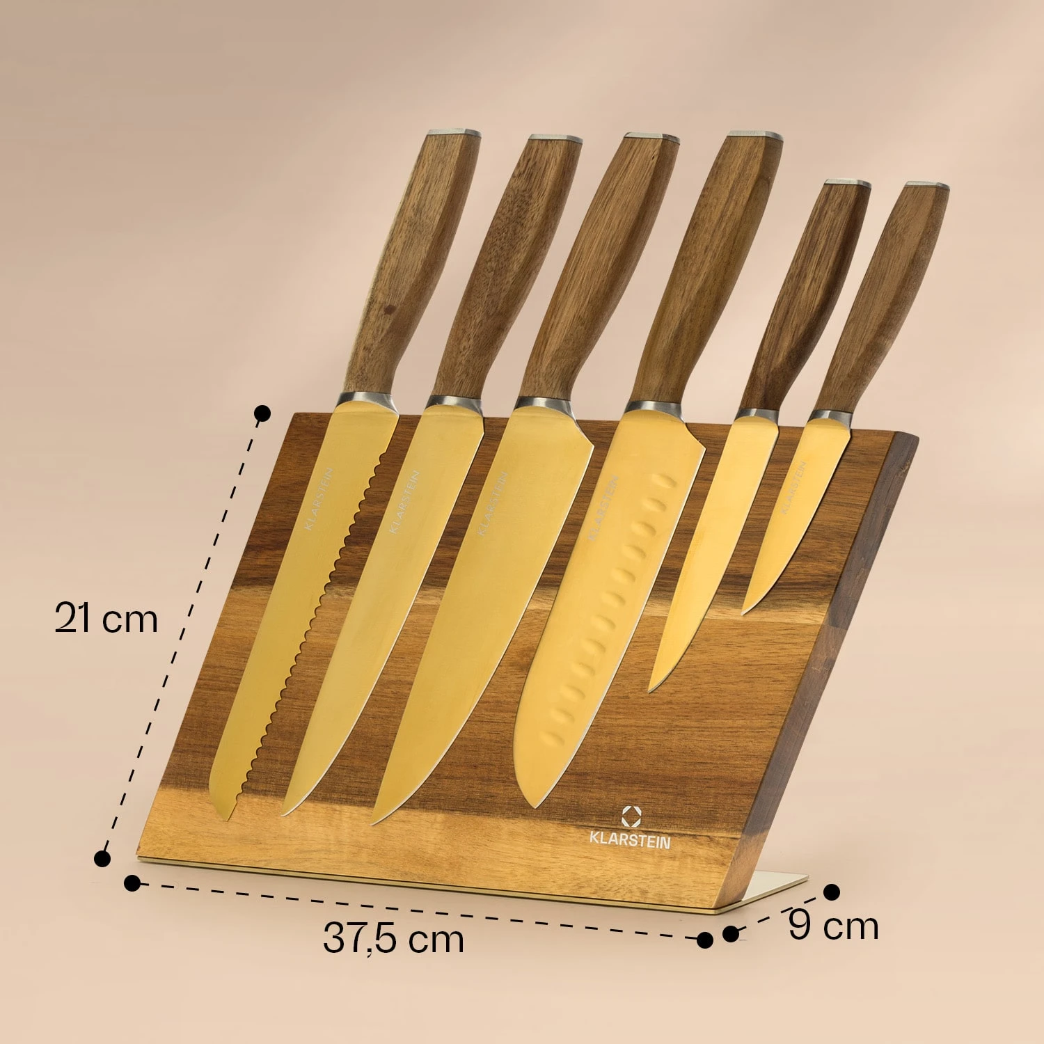 Kazuno Messerset 7 Teile Magnetischer Block PVD Titanium-Beschichtung – Bild 8