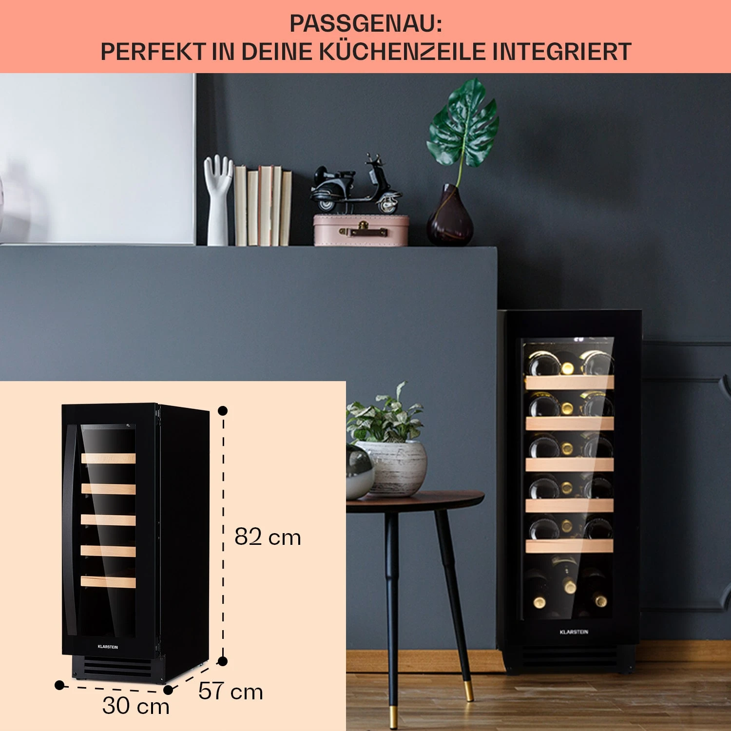 Vinovilla 20 Built-In Weinkühlschrank 50l / 20 Flaschen Glastür Edelstahl – Bild 6