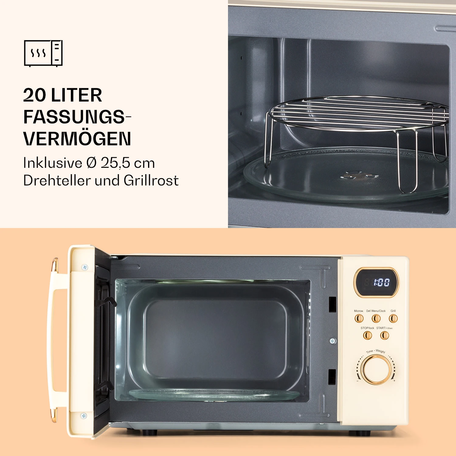 Julieta Mikrowelle Mit Grill 20l 700 / 800 W Ø25,5cm 8 Programme – Bild 4
