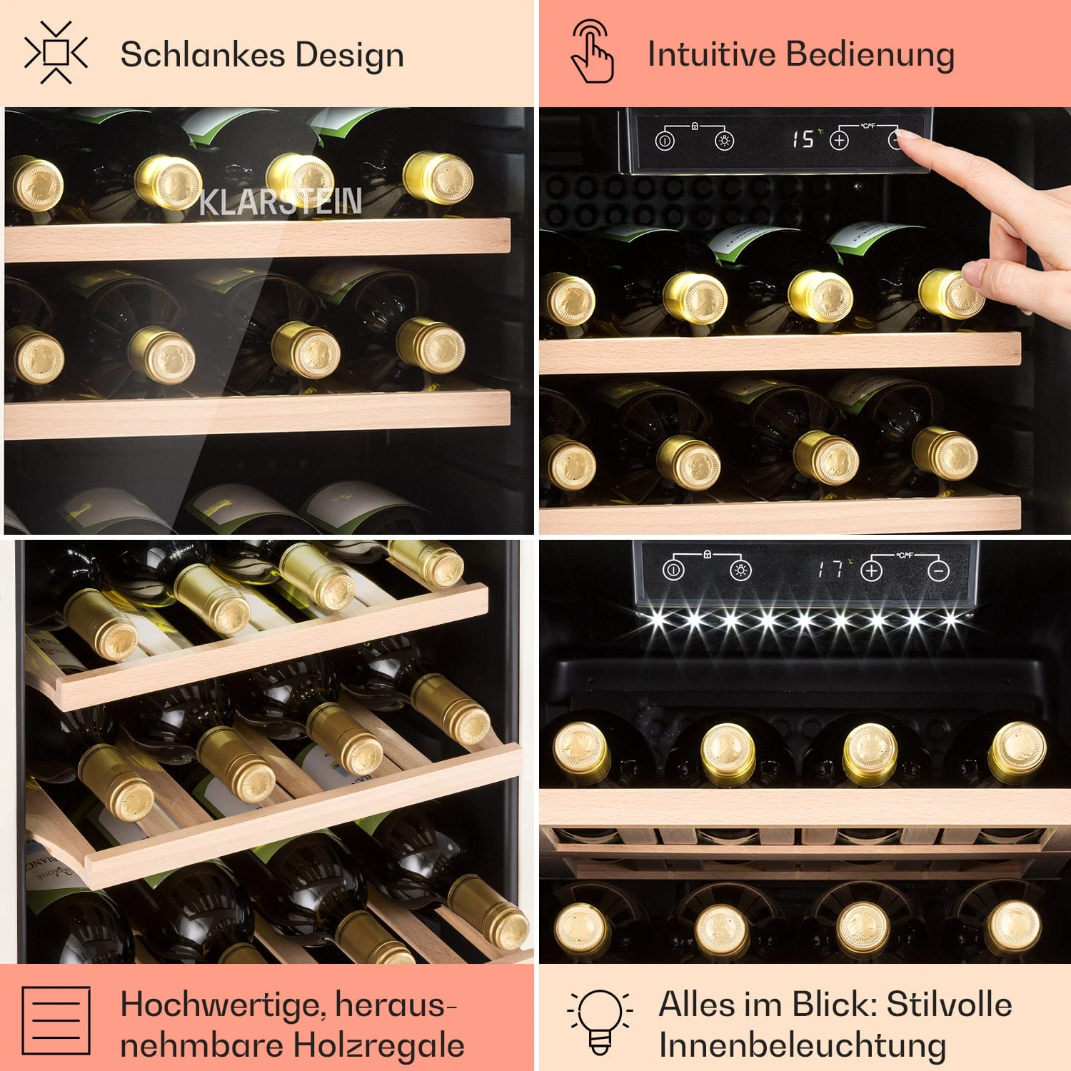 Vinetage 19 Uno Getränkekühler Kühlschrank 70 Ltr 4-22°C Retro-Design – Bild 5