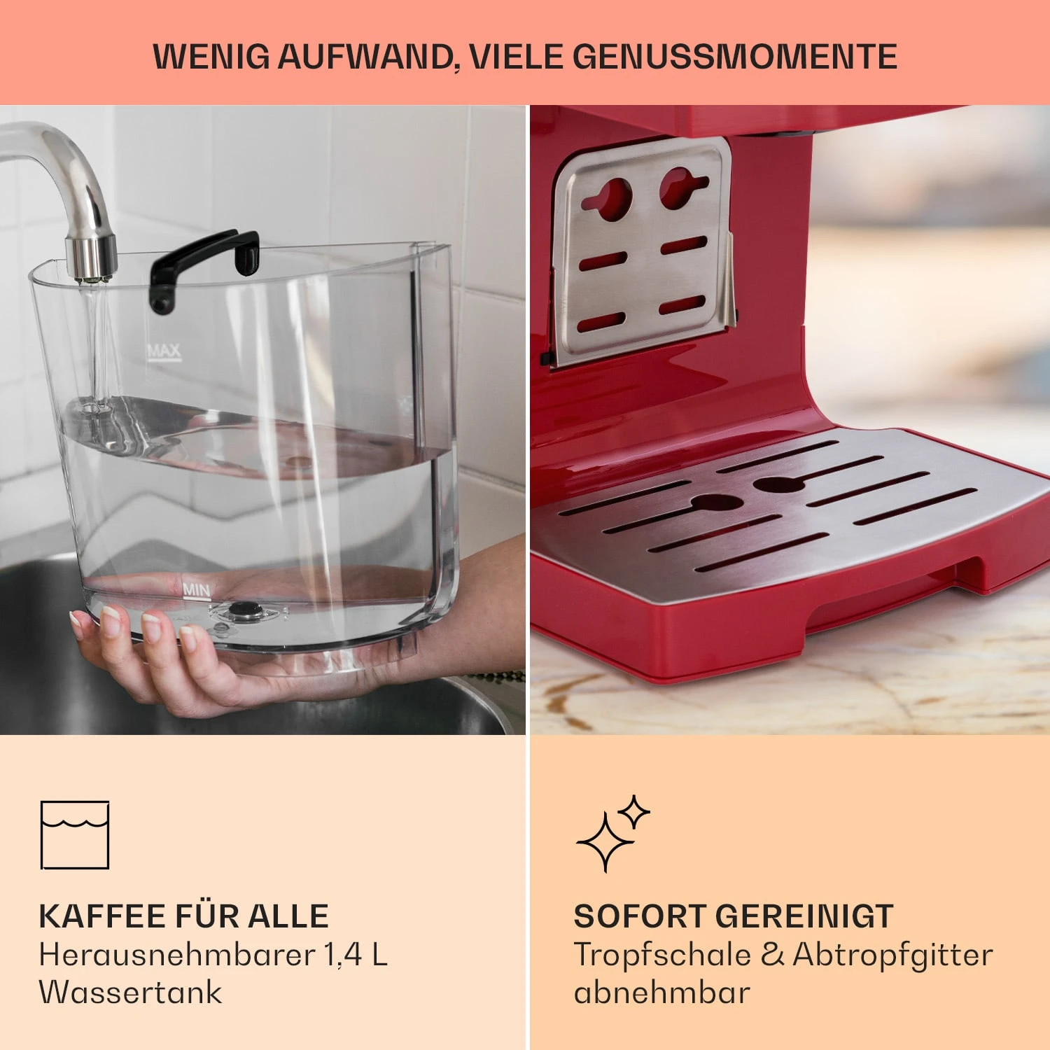 BellaVita Kaffeemaschine 3-in-1 1450 W 20 Bar Milchschäumer – Bild 6