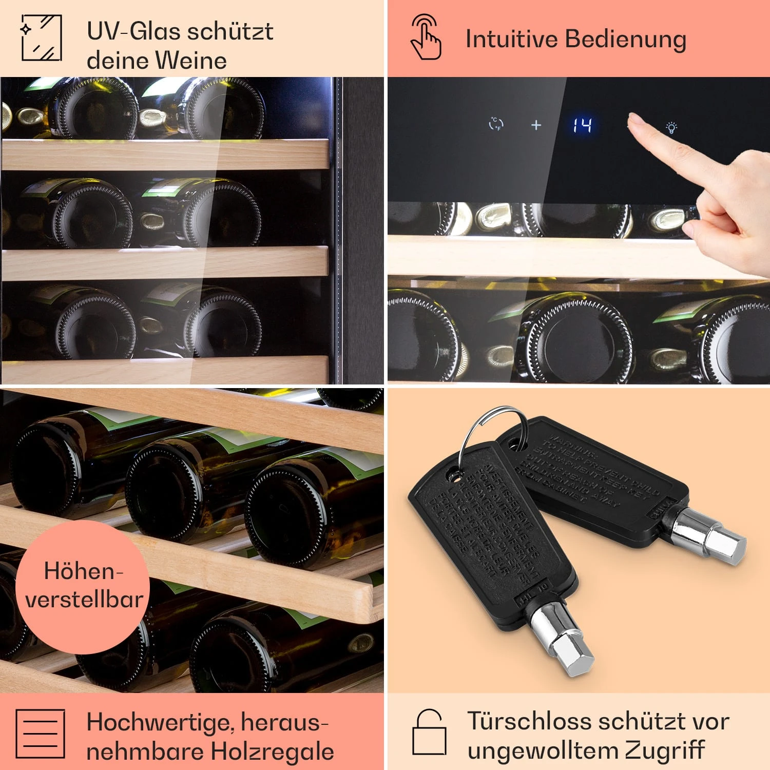 Barossa 38 Uno Weinkühlschrank 1 Zone 94 Ltr 38 Fl Touch-Display – Bild 5