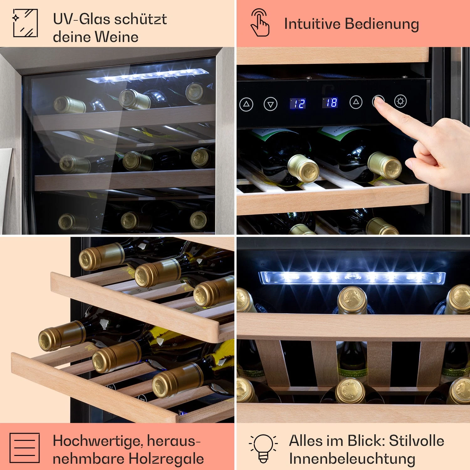 Vinamour 33 Duo Weinkühlschrank 2 Zonen 89 L / 33 Flaschen 5-18°C Touch – Bild 5