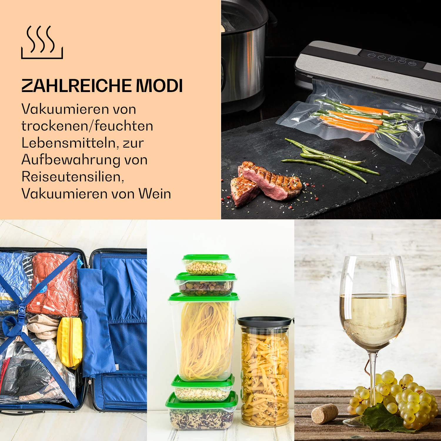 Forli Vakuumierer 75 KPa Inkl. Behälter Beutel Vakuumierschlauch – Bild 4