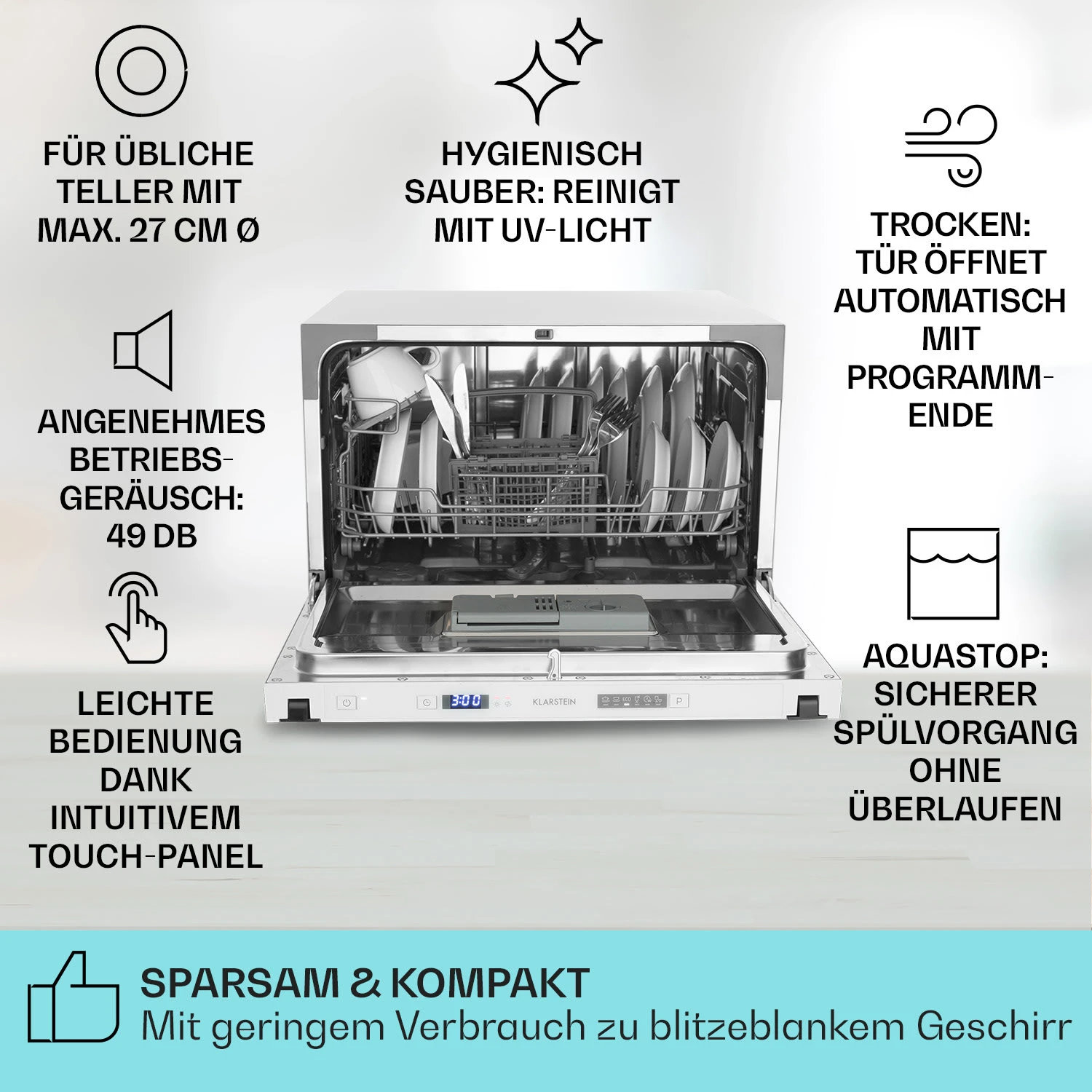 Havasia UV 6 Secret Einbau-Geschirrspüler UV-Licht 6 Programme – Bild 2