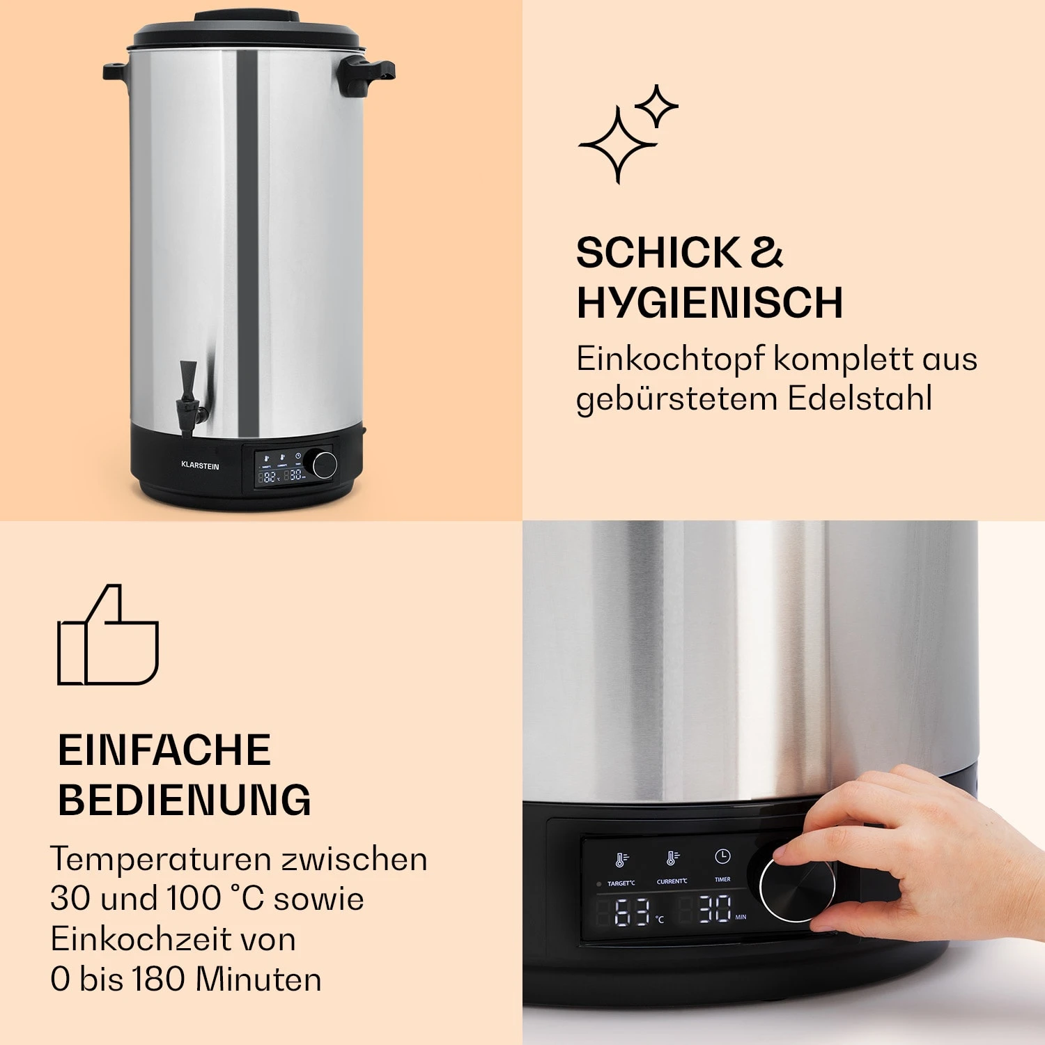 Abbey 60 Einkochautomat Getränkespender 60L 100°C 180min Edelstahl – Bild 4