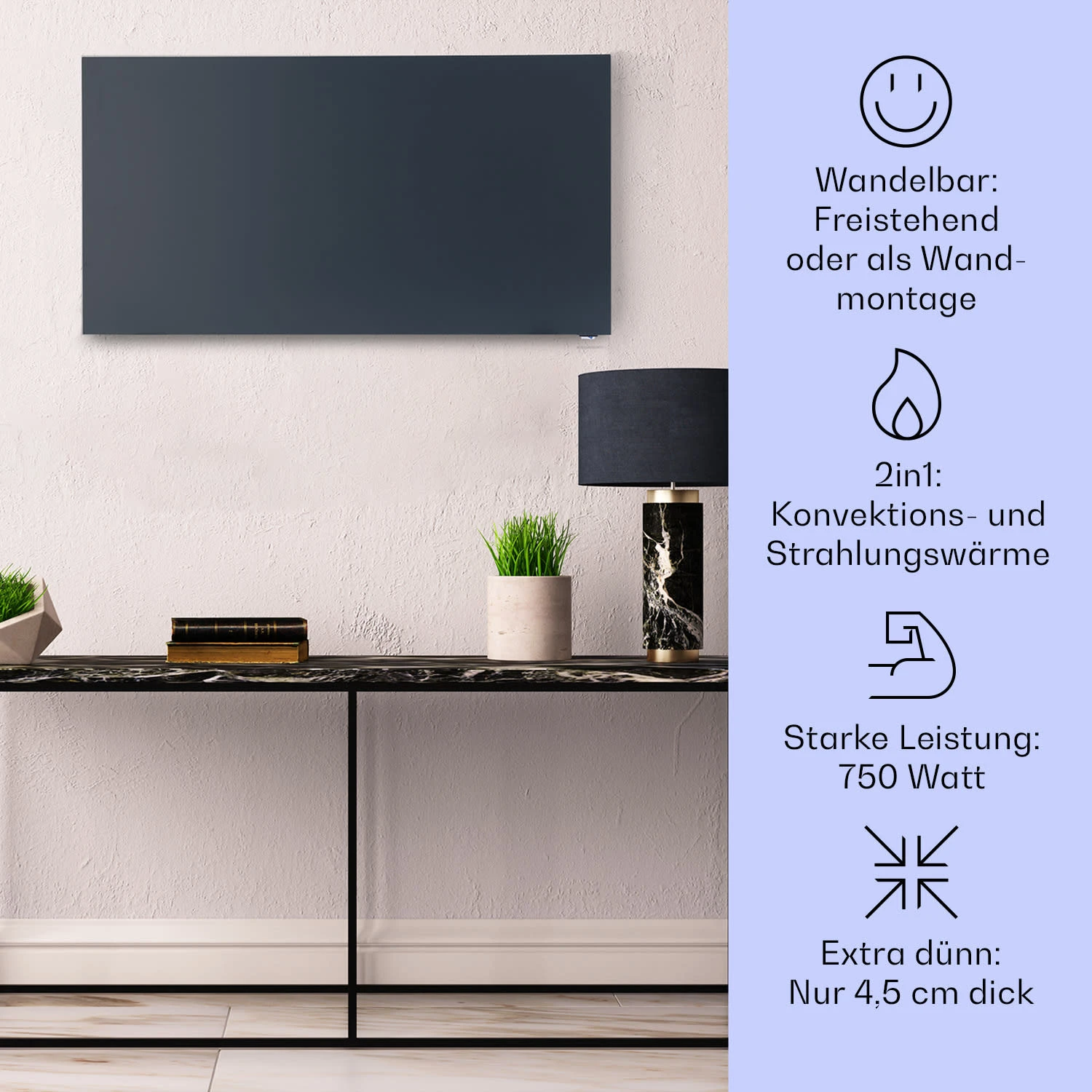 Taal Smart Hybrid-Infrarot-Heizung 105x56cm 750W Wochentimer IP24 – Bild 2