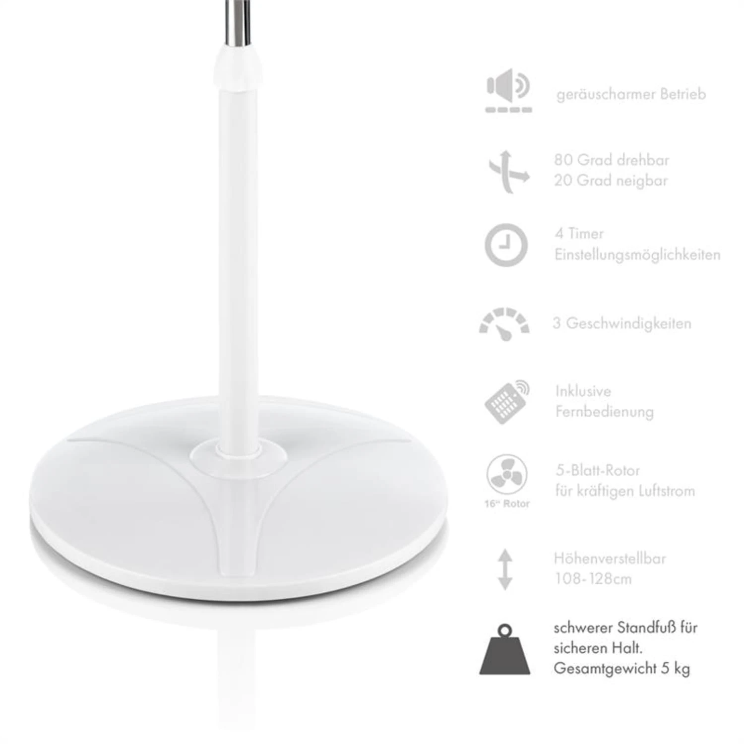 Summerjam Standventilator 2er-Set Standlüfter 50W 3 Stufen Weiß – Bild 6