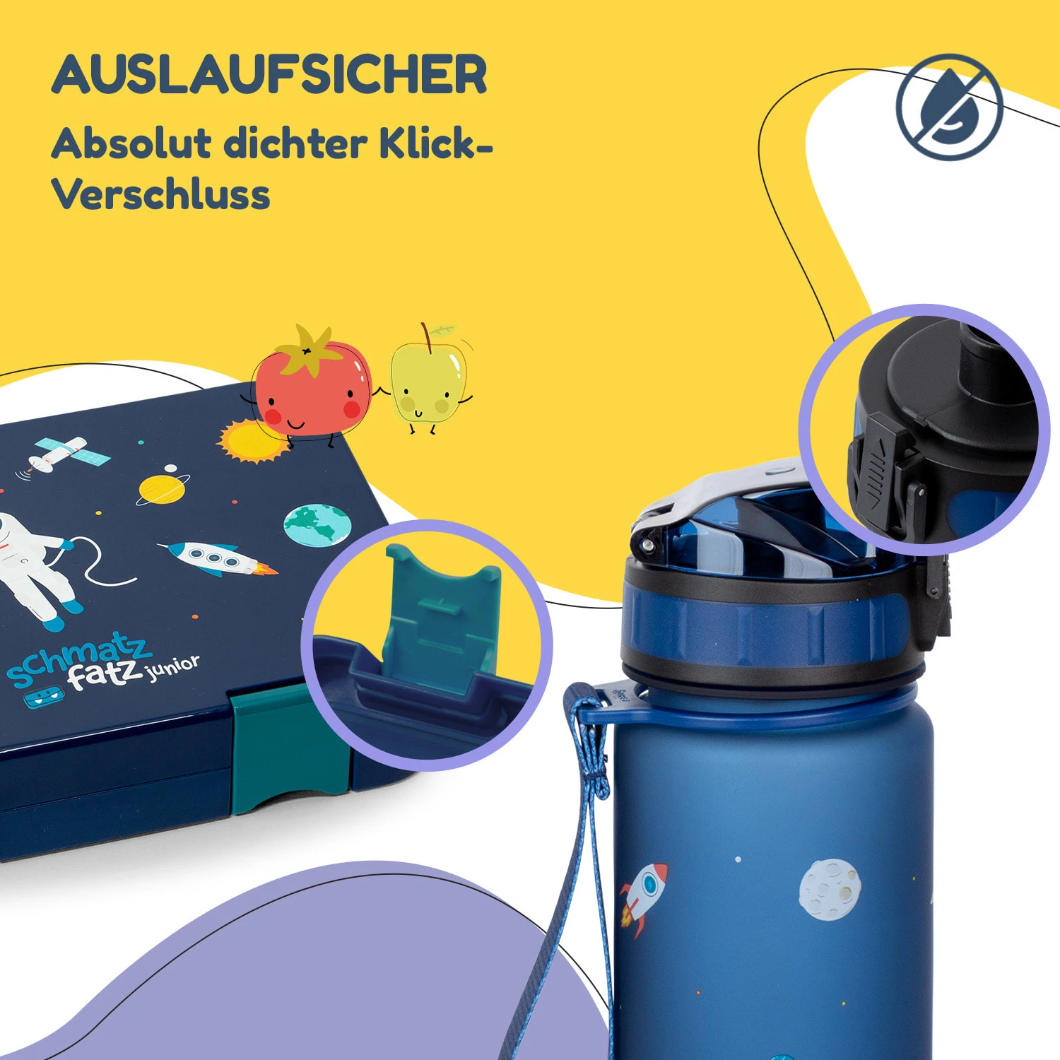 Schmatzfatz Frühstücksset Lunchbox & Trinkflasche Tritan Dicht BPA-frei – Bild 3