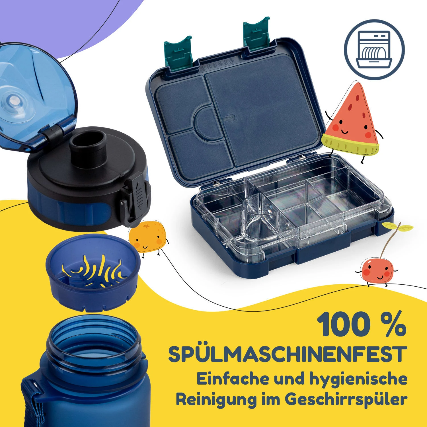 Schmatzfatz Frühstücksset Lunchbox & Trinkflasche Tritan Dicht BPA-frei – Bild 5