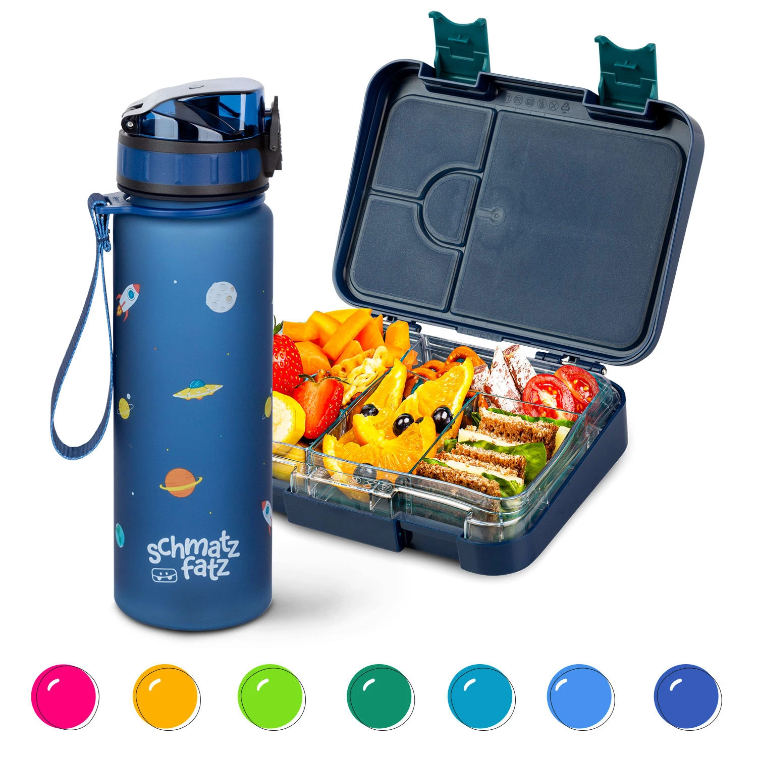 Schmatzfatz Frühstücksset Lunchbox & Trinkflasche Tritan Dicht BPA-frei